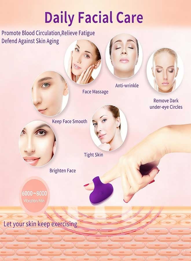 RATSAW Pocket Mini Ring Facial and Eye Massage Ball USB Rechargeable Fingertip Massager purple Face Massager Facial Muscle Tightening Anti Aging Relief Eyes Dark Circles Eye Puffiness Fatigue - Image 4
